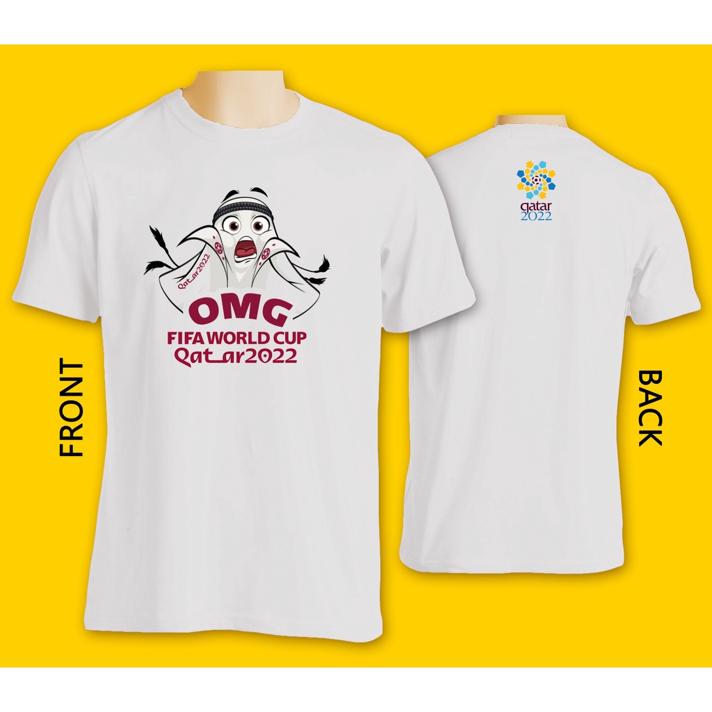Baju Kaos Maskot Piala Dunia Qatar FiFA World Cup 2022 Distro Pria Wanita Unisex