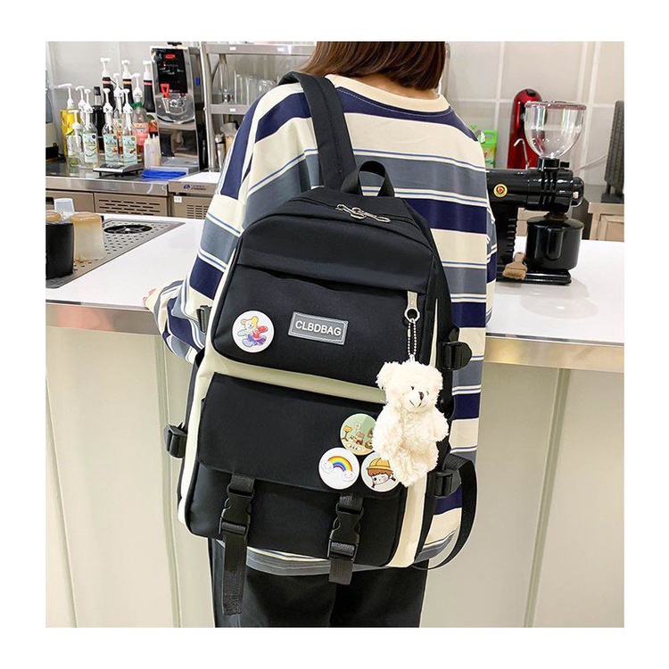 TASHAPPY EL 6788 Tas RANSEL Remaja Wanita 4IN1 Canvas Fashion Free Gantungan Lucu import model korea supplier tas import BQ3589 GT1989 JT8231 LT2240 CR8031
