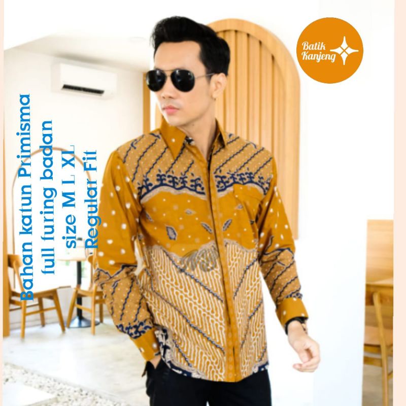 KEMEJA BATIK PRIA DEWASA CAKRA BUANA LENGAN PANJANG KATUN HALUS FULL FURING ORI BATIK KULO