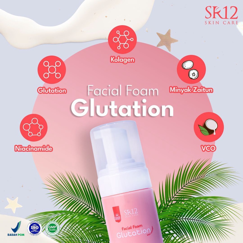 Facial Foam Wash Glutation SR12 Collagen Colagen BPOM Mencerahkan Wajah Kusam Berminyak Glowing Untuk Remaja