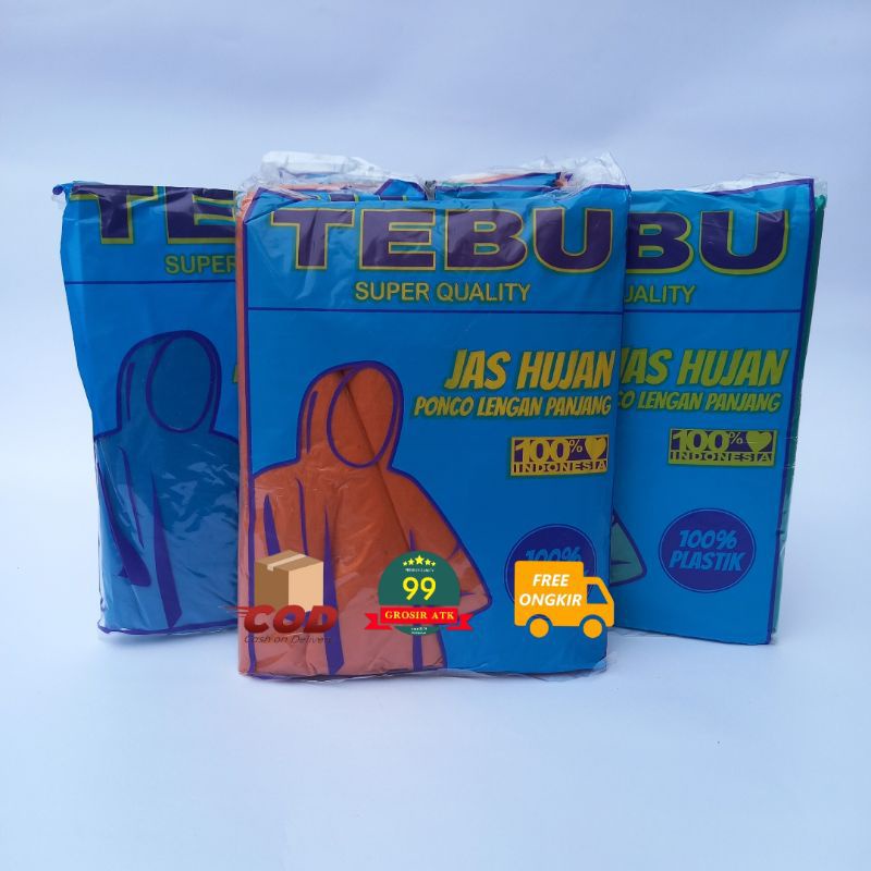 TEBU PONCO 1 Pcs - Jas hujan plastik ponco/jas hujan tebu/mantel