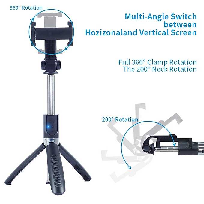 APEXEL tongsis tripod 3 in 1 remote bluetooth multifungsi - APL-L01