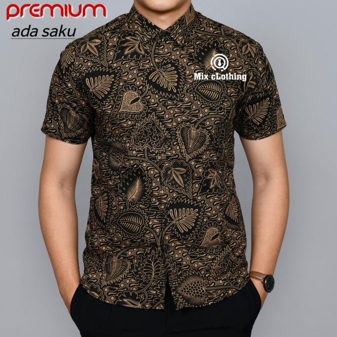 KEMEJA BATIK PRIA SLIM FIT / BAJU BATIK SLIMFIT LENGAN PENDEK CS 16