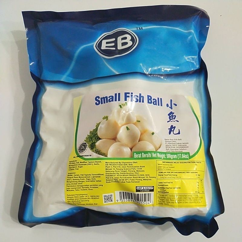 EB Small Fish Ball/Bakso Ikan 500 gr dan 1 kg Suki Steamboat Frozen Seafood Import Halal