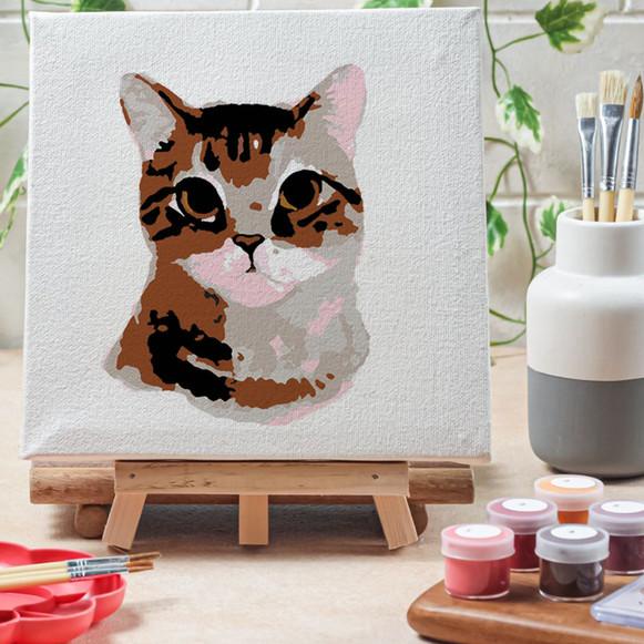 

Paint by number lukisan kucing cat canvas 20x20 cm - animal01, 15x15cm
