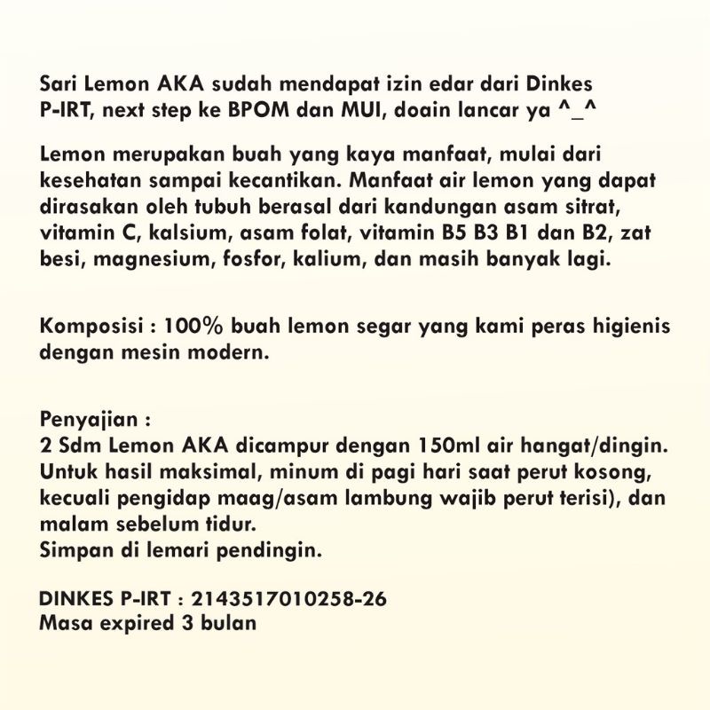 Sari Lemon Murni Diet Vitamin C, Penurun BB Berlebih Pengurang Lemak &amp; Minuman Detox Ampuh Membantu Hidrasi Tubuh