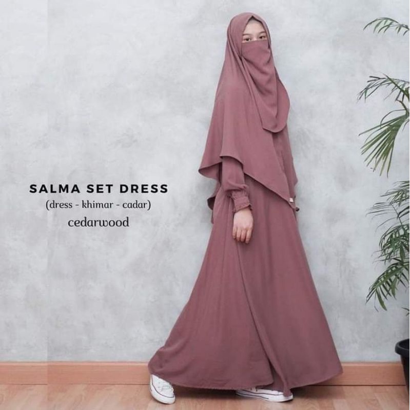 Gamis Salma Set Syar'i Gamis Set Jilbab Bahan Wolpis Gred A 8600 Gamis Cantik Gamis Dewasa SET CADAR