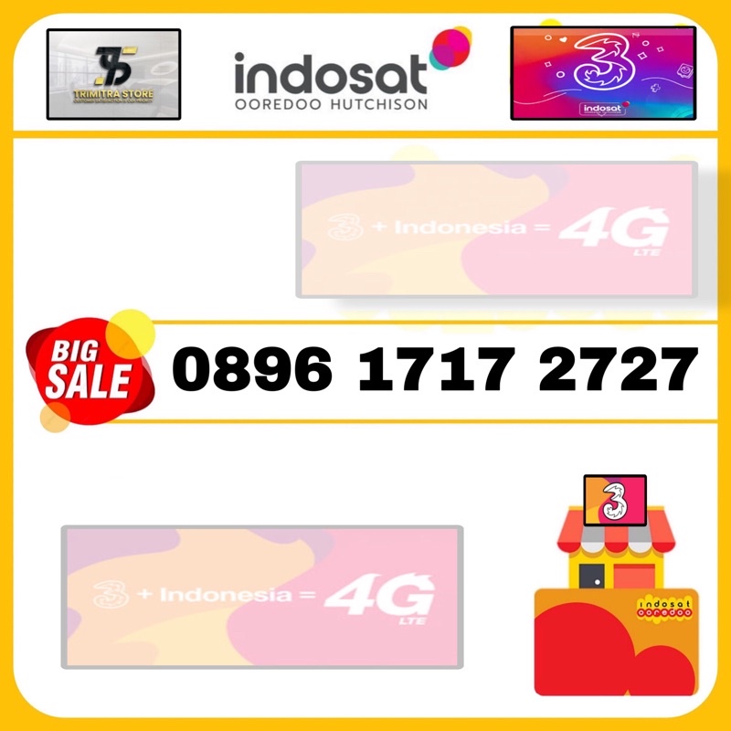 Nomor cantik tri three 3 Prabayar Aon Kartu perdana cantik 4g lte Tri seri ABAB CBCB Nomor super Mudah dihafa