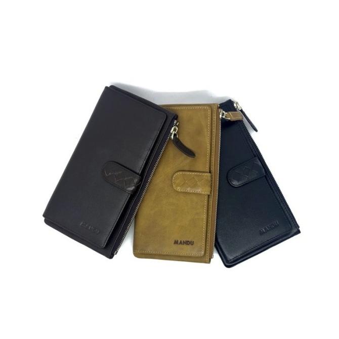 Dompet Panjang Kulit Pria Dan Wanita Merk Mandu Plus Kancing