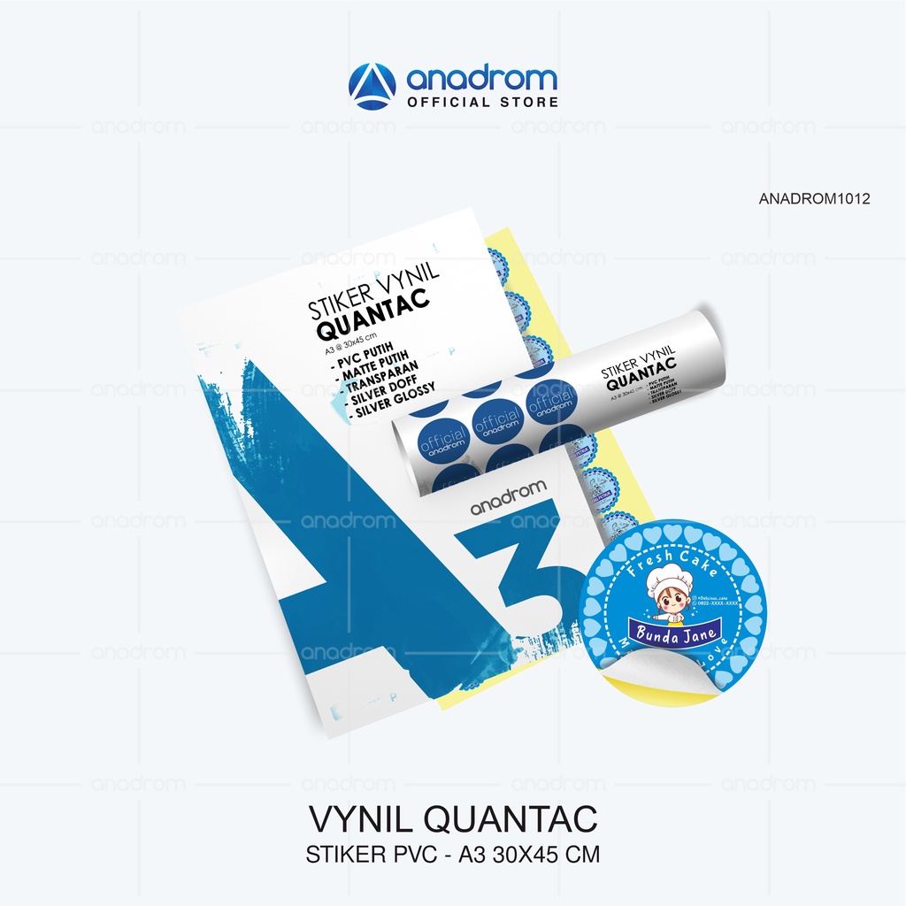 

Print Stiker A3 Vynil PVC | Varian White, White Matte, Silver Glossy, Silver Doff | Anadrom 1012