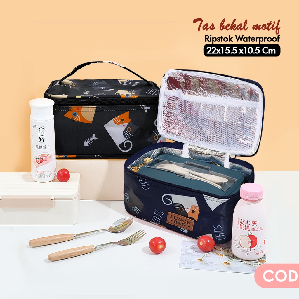 Tas bekal Makanan motif Cooler bag tas pendingin asi waterproof tas Insulin inner aluminium foil tas penyimpanan makanan