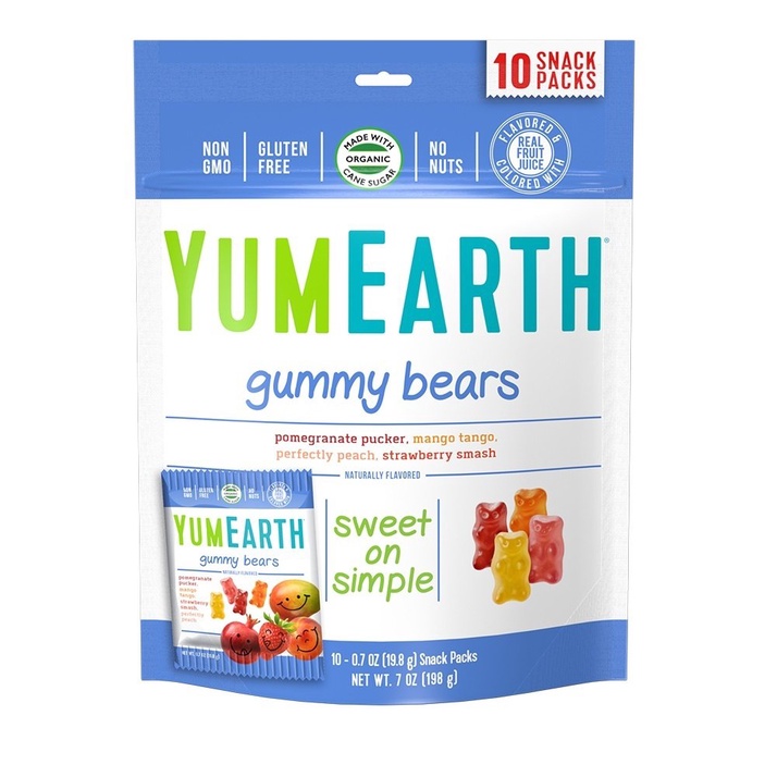 YumEarth Gummy Organic Fruit Snacks 0.7 oz 10 SNAKC PACK / Yum Earth Gummies Gummy Snack Kids Anak