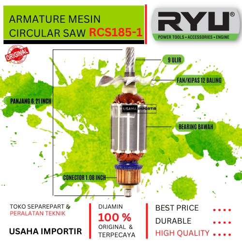 Jual Armature Mesin Circular SAW RCS185-1 RYU OriginalAngker CircleRYU Mesin Circle RYU Mesin RYU Or