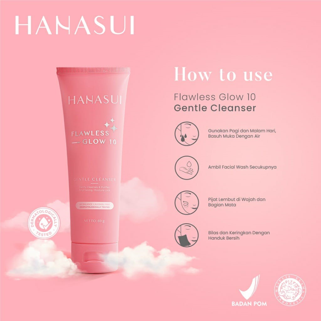 [ORI &amp; BPOM] HANASUI Flawless Glow 10 Day Cream - Night Cream - Essence Toner - Gentle Cleanser - Power Essence - Spot Gel | Skin care Skincare | Hanasui Flawless Glow 10 Set 4In1 | Hanasui Acne Treatment Set 5In1