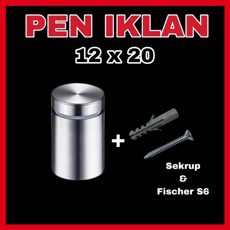 PEN IKLAN 12 x 20 STAINLESS / SIGNBOARD / BAUT AKRILIK 12x20