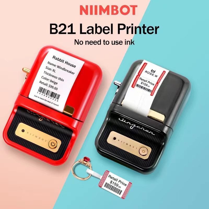 

Printer Label Maker Niimbot B21 Inkless Label Printer + Bonus 1 Roll Label