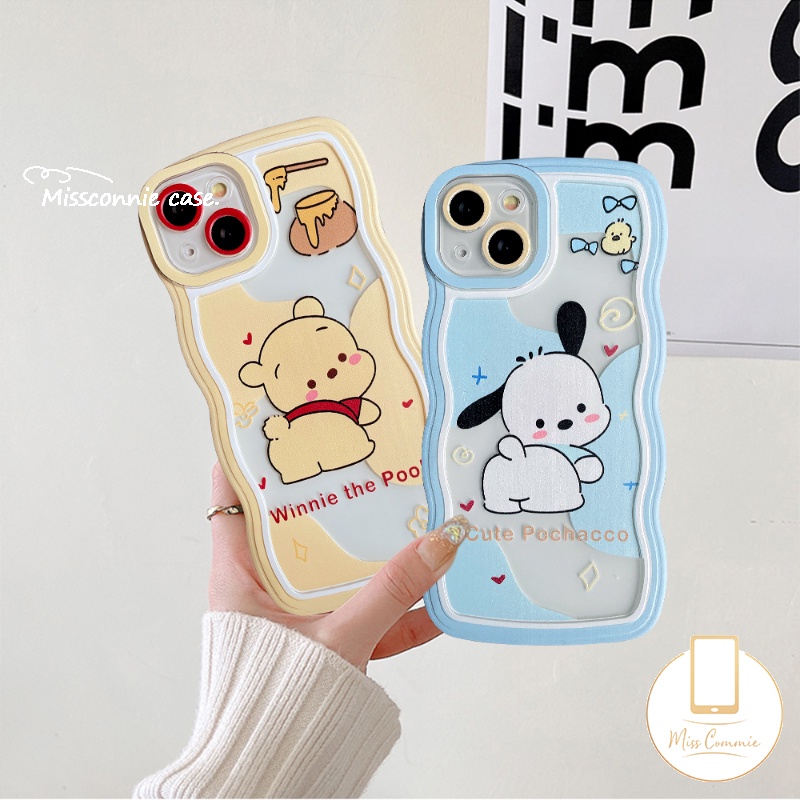 Case Untuk Samsung A04s A04 A04E A13 A32 A12 A14 A53 A22 A52 A03s A52s A50 A23 A33 A50s A02s A21s A30s A20 A51 A03 A31 A11 Lucu Winnie The Pooh Kartun Pochacco Wavy Edge Soft Cover