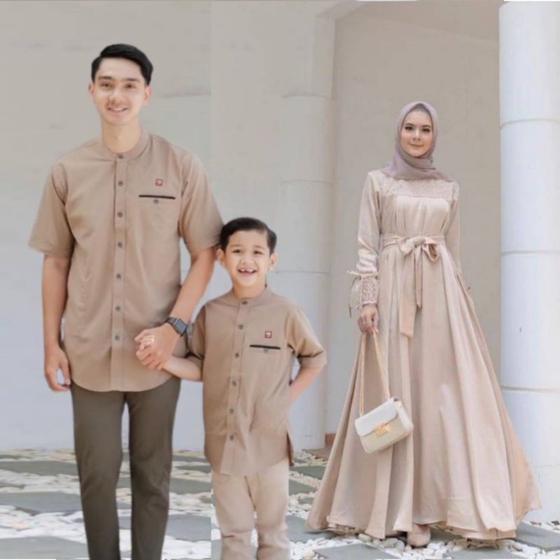 Busana Muslim Wanita Terbaru 2023 Couple Pasangan Couple Koko Gamis Velvet Polos Brukat