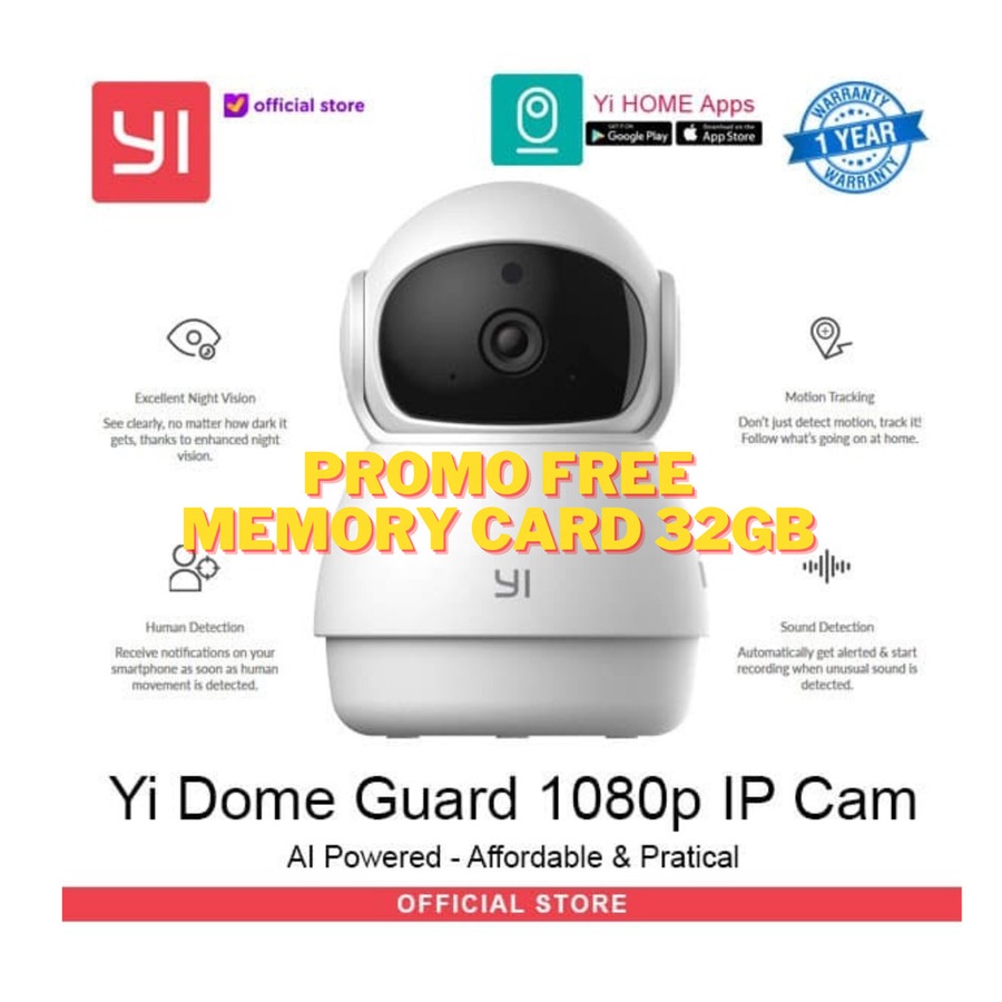 Kamera CCTV Xiaoyi Yi Dome Guard Full HD 1080P Smart IP Camera 360