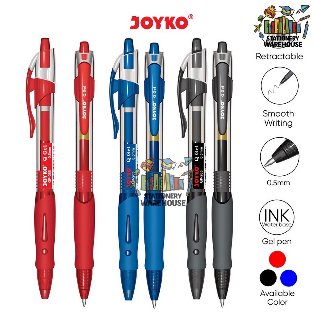 

Gel Pen Pulpen Pena Joyko GP-265 Black / Blue / Red Q Gel 0.5 mm