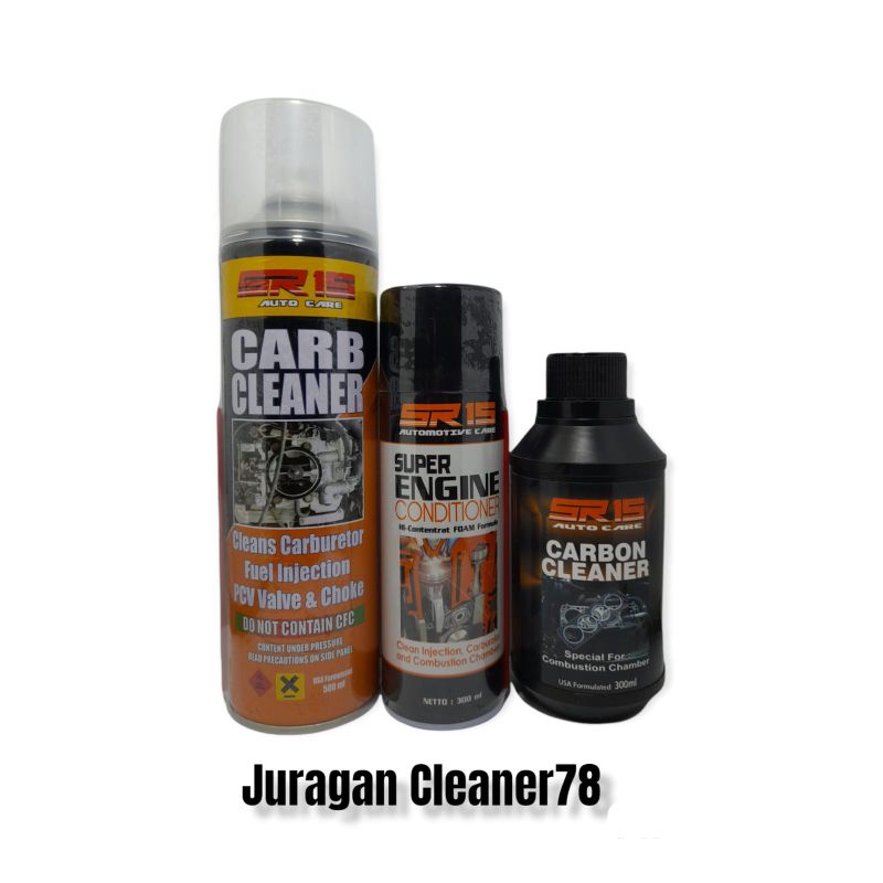 bundle paket tune up mobil,  Carburator Cleaner SR15, Engine Conditioner Foam SR15, Carbon Cleaner SR15