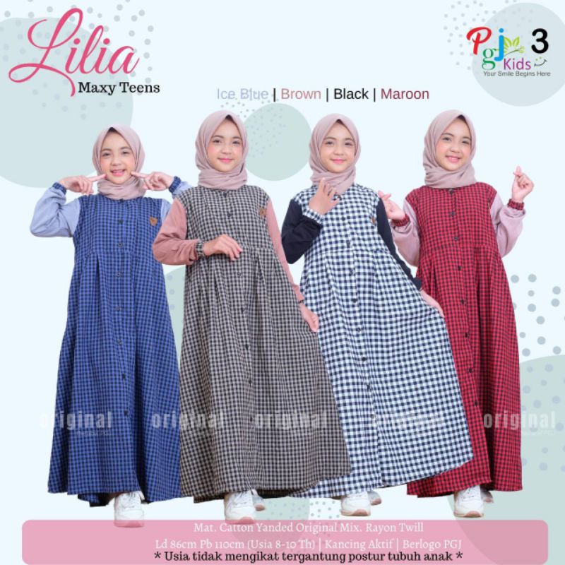 100% ORI Lilia Gamis Anak Teen by PGJ Kids 3 / Ld 86 Pb 110