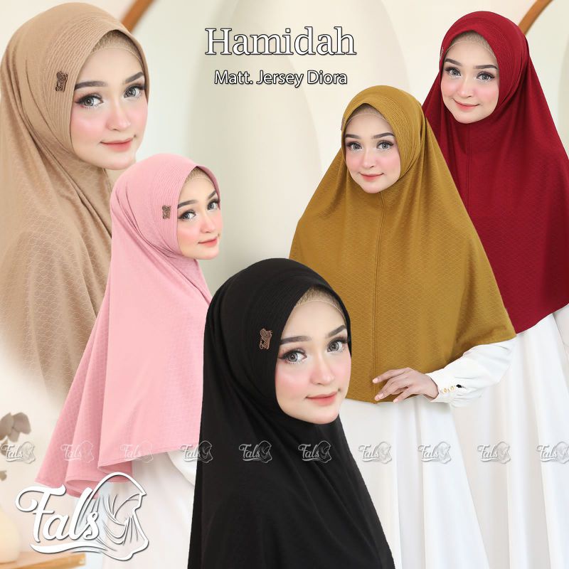 (Ori Fals) HAMIDAH •jilbab instan jersey diora•kerudung pet