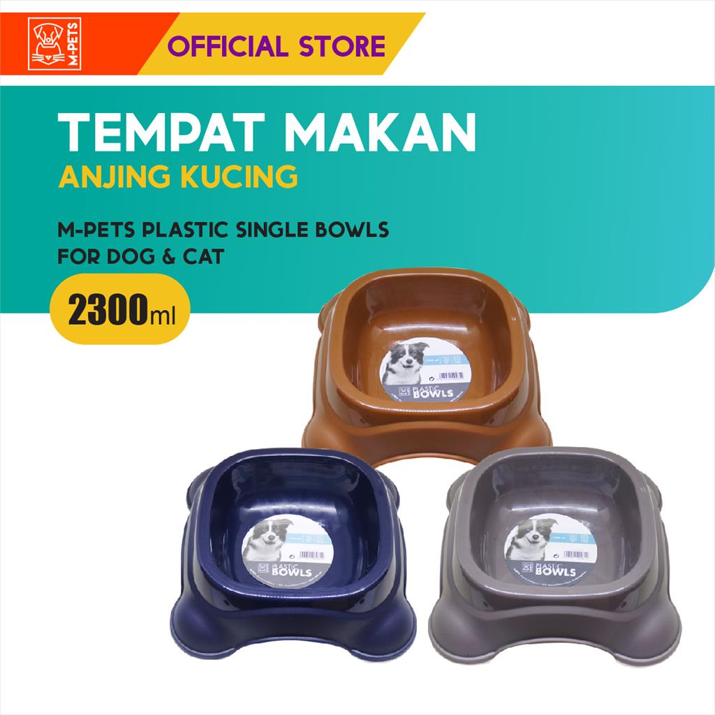 M-Pets Plastic Single Bowl 2300 ml / Tempat Makan Anjing Kucing