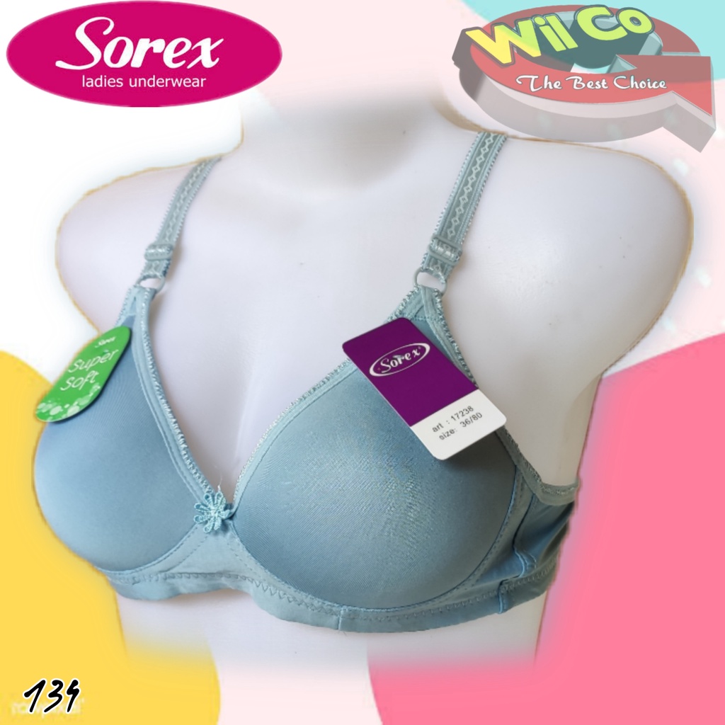 K134 - BRA/BH WANITA SOREX SUPER SOFT BUSA TANPA KAWAT DUA PENGAIT CUP A/B SIZE 34-40