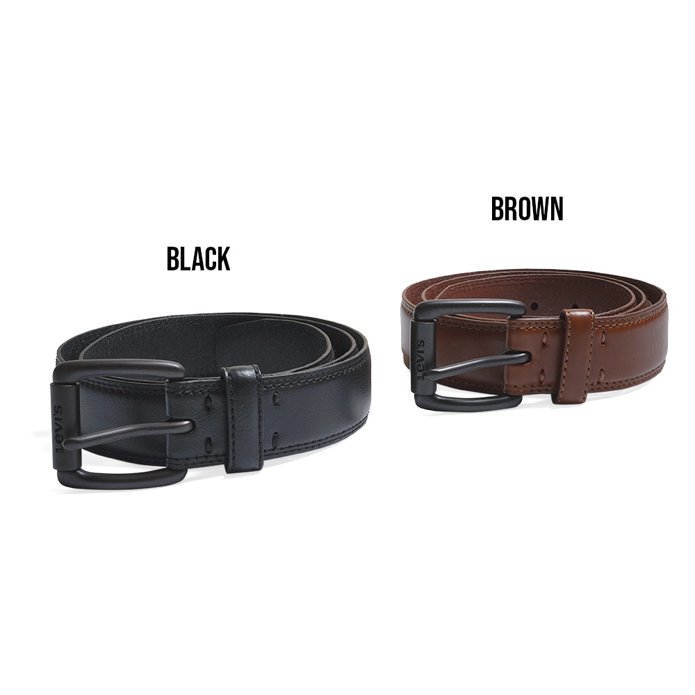 LVS Black Pin Buckle Leather Belt