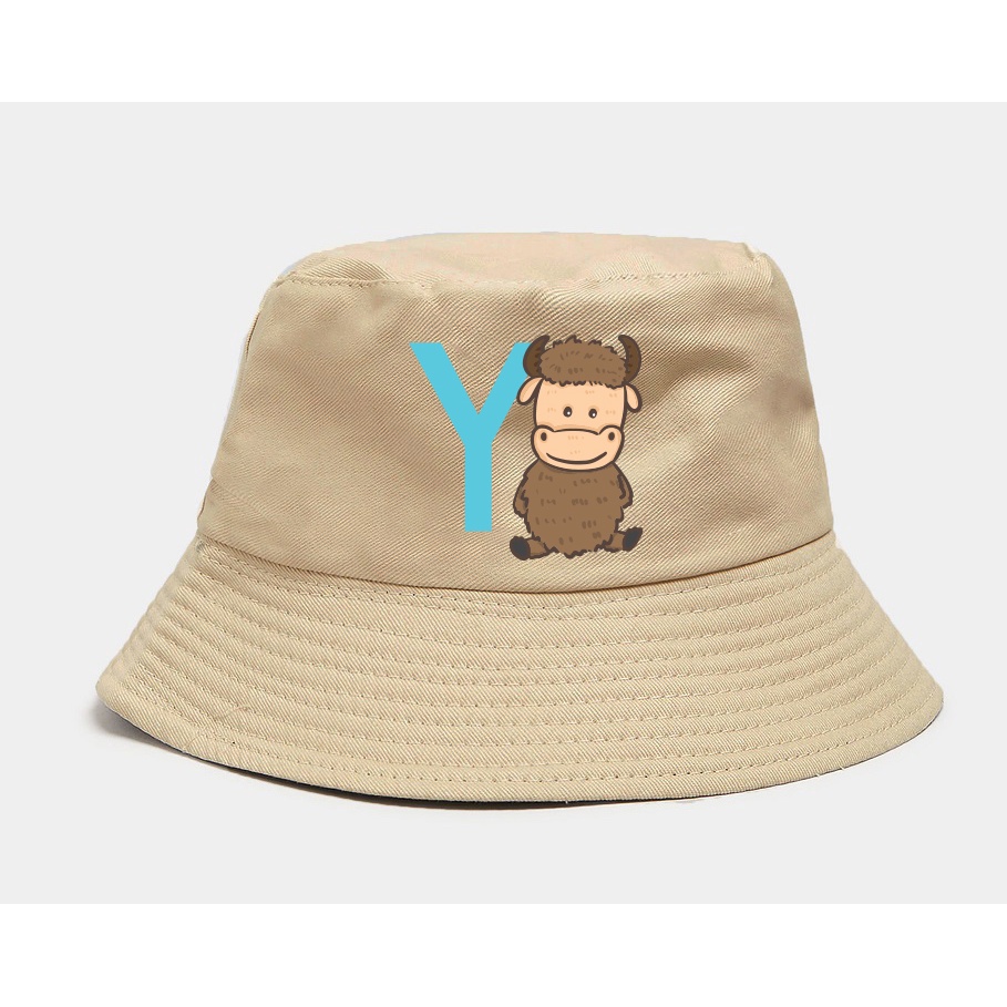 Topi Bucket Premium CAMOE Huruf Alphabet Y Binatang Animal Yak