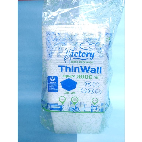 Thinwall square 3000 ml Victory, thinwall kotak 3000 ml @ 25 pcs