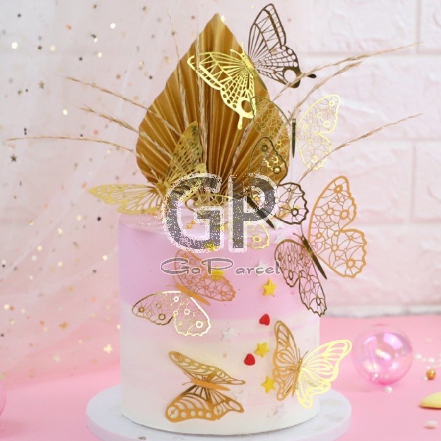 ( Set  3 Pcs ) TOPPER CAKE BUTTERFLY / TOPER KUE KUPU - KUPU / HAPPY BIRTHDAY CAKE / HIASAN KARANGAN BUKET BUNGA FLORIST BOUQUET FLOWER