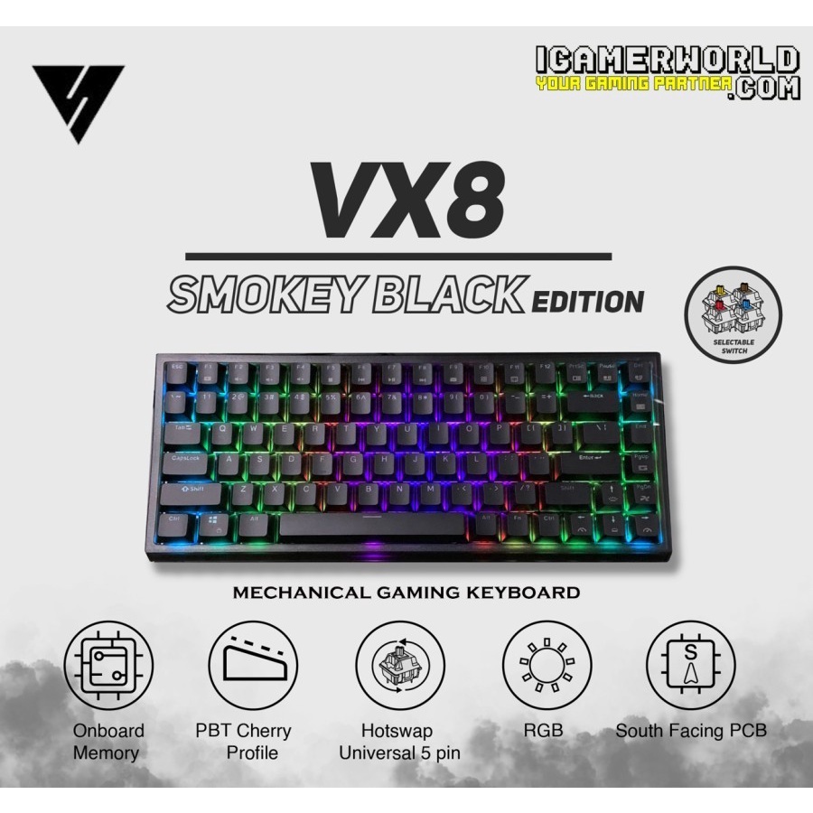 Vortex Series VX8 Smokey RGB Hotswap Mechanical Gaming Keyboard