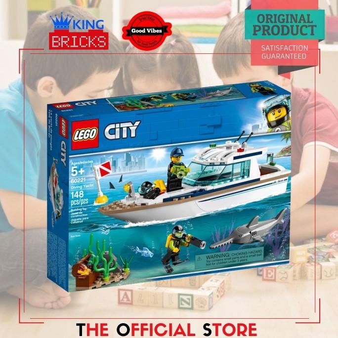 LEGO Original CITY 60221 Diving Yacht - Mainan Anak Edukasi Lego Kapal stock ada