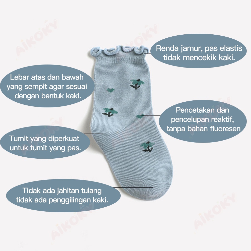 Aikoky Kaos kaki bayi perempuan/Kaus kaki panjang bayi anti slip lucu