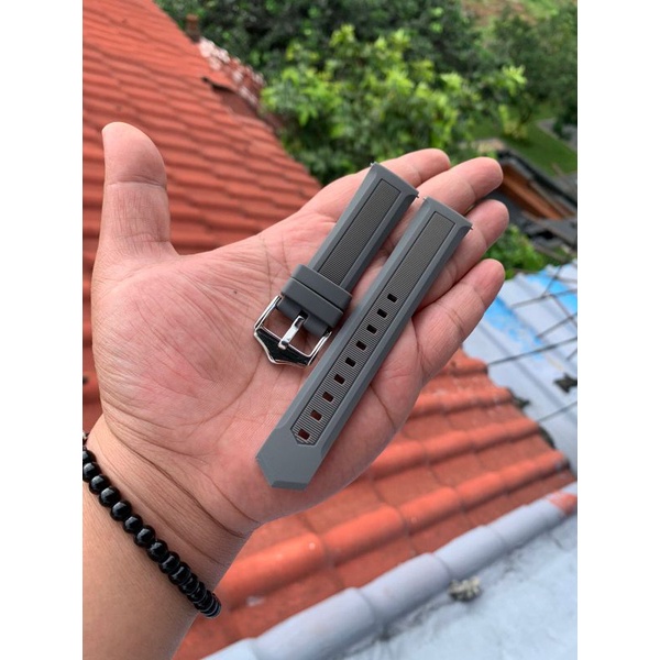 Strap Tali Jam Tangan Silicon Abu abu model cakep Size 20mm