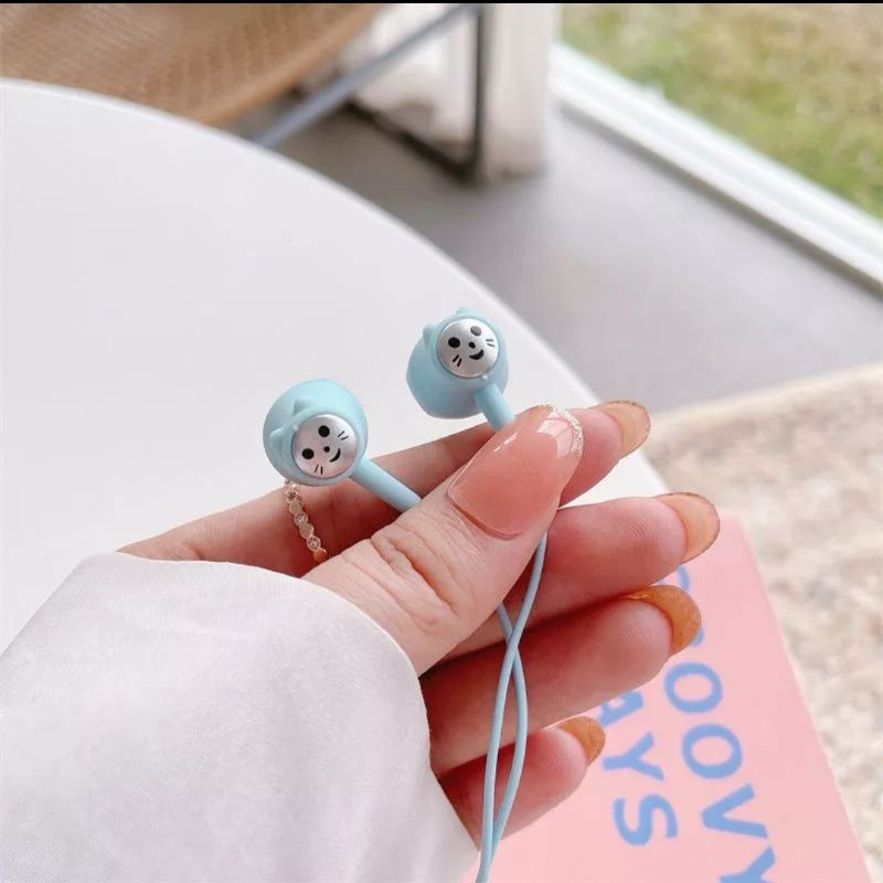 Earphone Handsfree Macaroon Cartoon Cat U31 MIC Headset Extra Bass