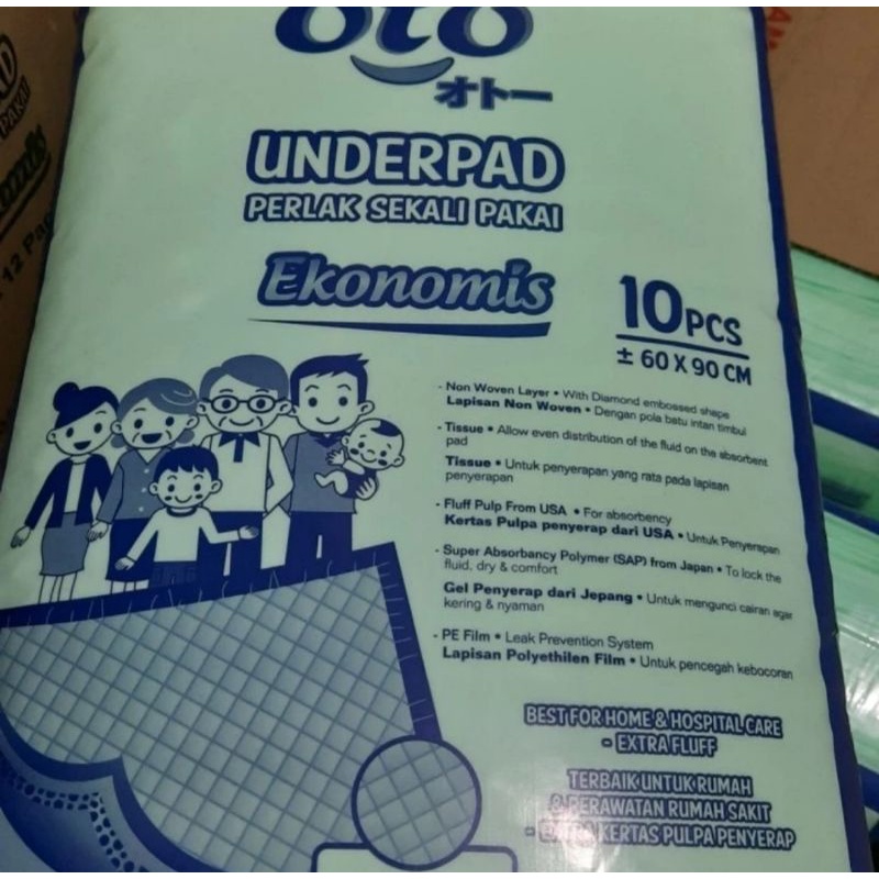 TERHEMAT!! UNDERPAD OTO PERLAK Alas Pipis/Alas Ompol Sekali pakai 60X90cm, Isi 10pcs