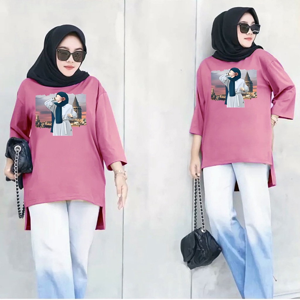 GS - Long Tunik ANIME basic women hijab's 003 | Tunik wanita crepe premium