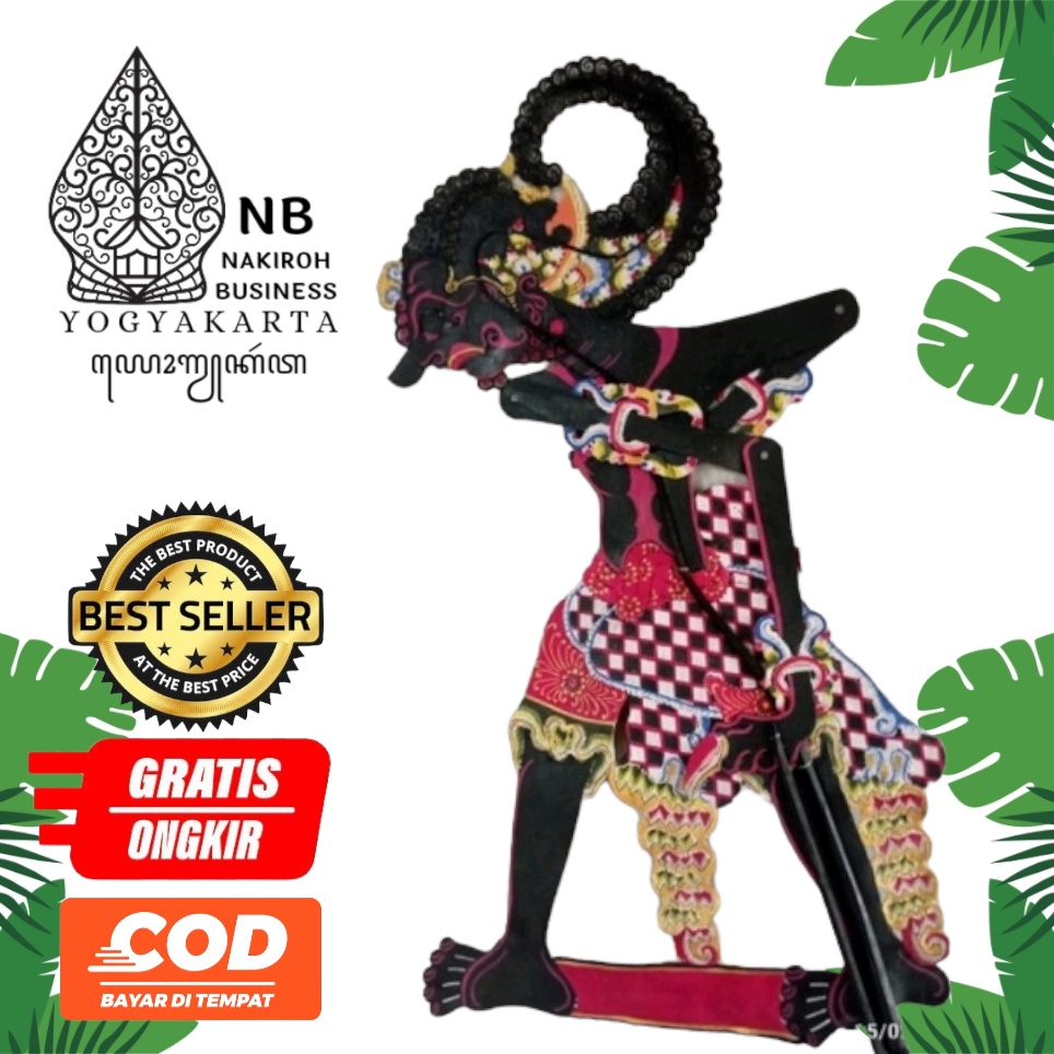 NAKIROHBUSINESS BIMA HITAM -+ 60 cm Wayang Kulit Asli Bima/Werkudara Hitam Standar Dalang