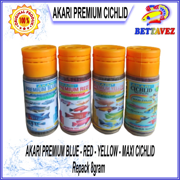 PELET AKARI PREMIUM BLUE RED YELLOW MAXI CICHLID 8GR PAKAN IKAN AKARI PREMIUM MAXI CICHLID PELET IKA