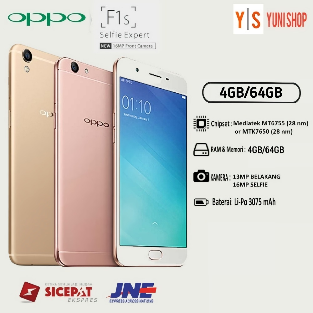 Oppo F1S Ram 4gb Internal 64Gb Garansi 1 Tahun