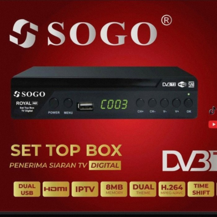 STB Set Top Box DVB-T2 SOGO Royal - Receiver Penerima Siaran TV Digital HD STB DIGITAL