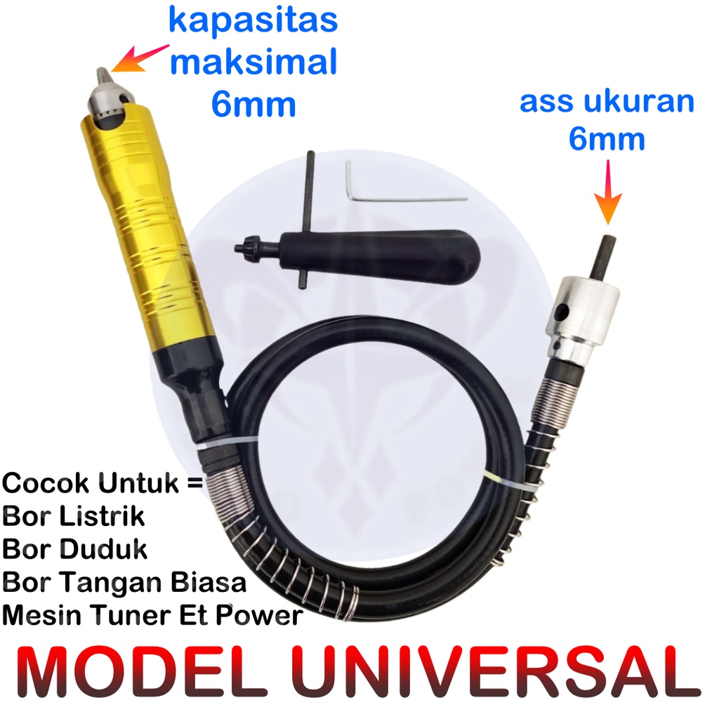 Mesin Bor Kabel Selang Fleksibel Tuner Cuner Foredom- Universal - Mini Grinder CNC 6MM PORTING HANDPIECE