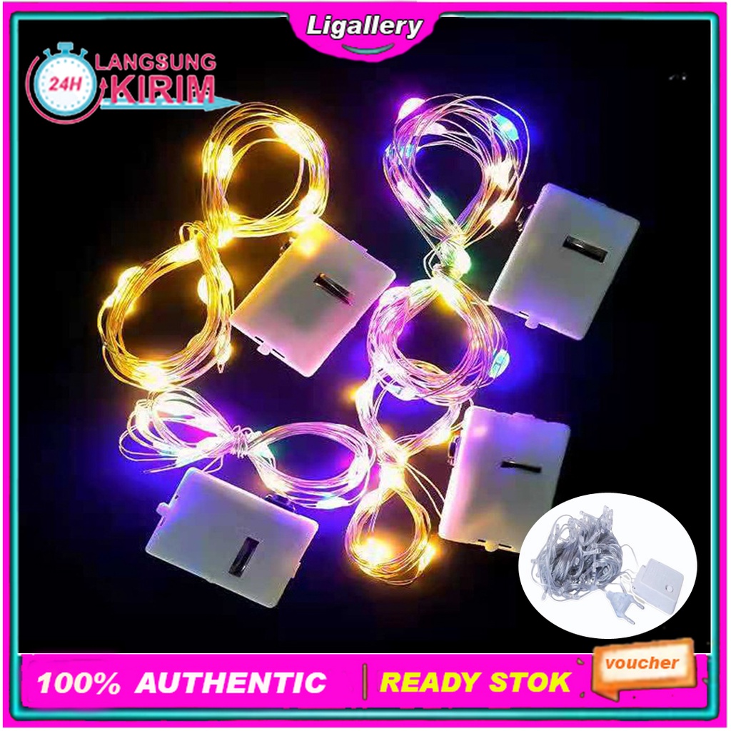 [2 Meter] Lampu Tumblr Kawat Hias Dekorasi Baterai 1m 2m LED light Warna Warni Aksesoris Lampu