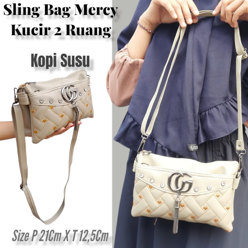 MERCY SLINGBAG 2 RUANG /TAS SLEMPANG ACCECORIES DAPAT RANDOM