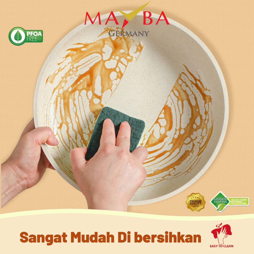 PANCI FORTUNE 8 PCS Granite Anti lengket kualitas tertinggi Mayba Jerman dengan gagang bisa dilepas - Wajan saji / bisa masuk oven &amp; microwave