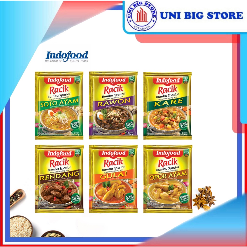 

Bumbu Racik Indofood SPESIAL Rawon Soto Opor Rendang Kare Gulai 45 gr