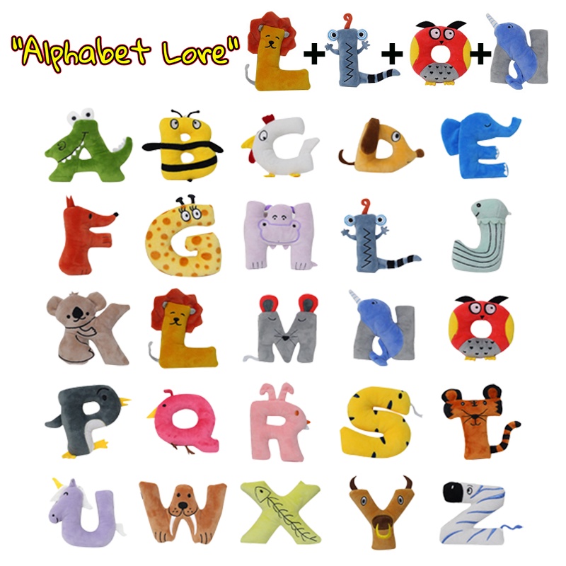 Alphabet Lore Cuddly Mainan Mewah Boneka Boneka Hewan Liontin Pendidikan Alat Peraga Anak